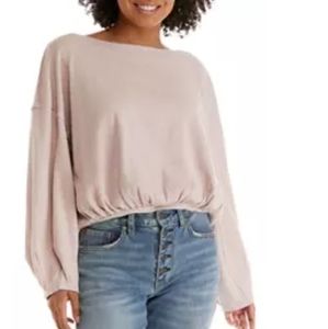 Free People Blush Cuddle Bubble Knit Crop Top size Medium